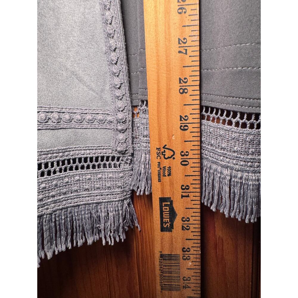 Zara L Steel Blue Faux Suede Open Front Jacket Fringe Boho Western Retro - Picture 7 of 9